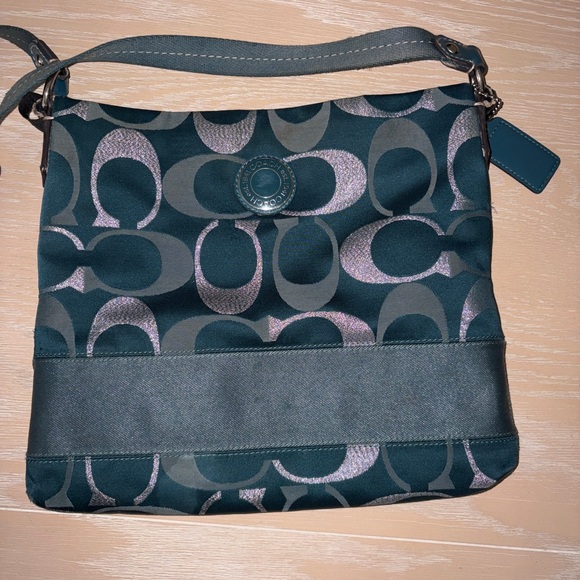 Coach Handbags - Coach Rehab Dark Teal and Gray Crossbody& Shoulder Bag